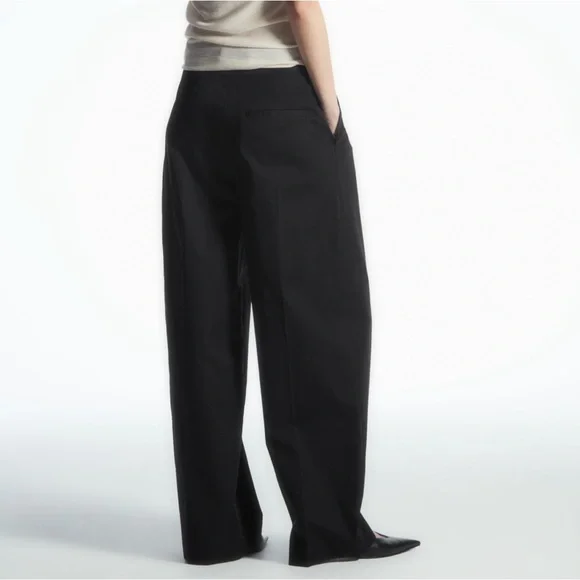COS / WIDE-LEG TAILORED TWILL PANTS IN BLACK / Size 12 - Picture 3 of 8